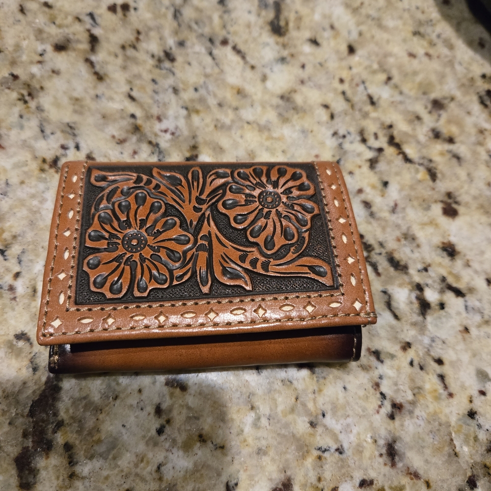 Floral Embossed Leather Wallet